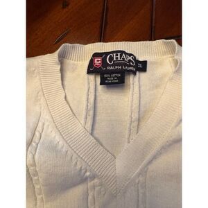 Chaps Ralph Lauren V-neck Vintage Men's sweater 100% Cotton XL